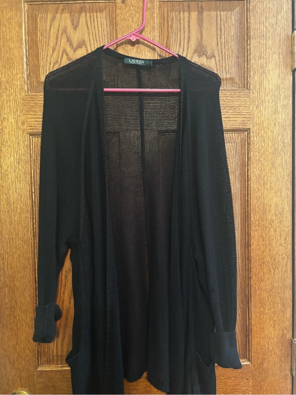 Ralph Lauren Black Open-Front Lightweight Cardigan